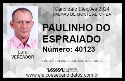 Candidato PAULINHO DO ESPRAIADO 2024 - PALMAS DE MONTE ALTO - Eleições