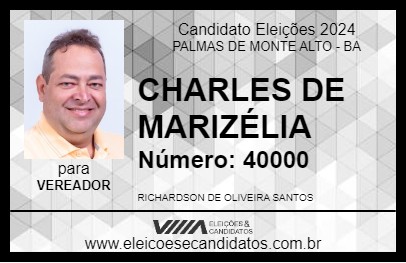 Candidato CHARLES DE MARIZÉLIA 2024 - PALMAS DE MONTE ALTO - Eleições