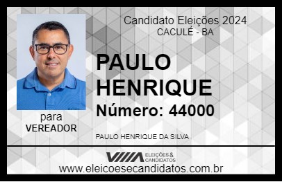 Candidato PAULO HENRIQUE 2024 - CACULÉ - Eleições