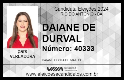 Candidato DAIANE DE DURVAL 2024 - RIO DO ANTÔNIO - Eleições