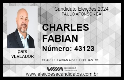 Candidato CHARLES FABIAN 2024 - PAULO AFONSO - Eleições