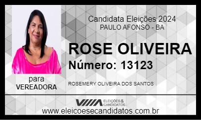 Candidato ROSE OLIVEIRA 2024 - PAULO AFONSO - Eleições