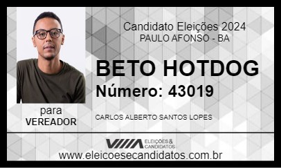 Candidato BETO HOTDOG 2024 - PAULO AFONSO - Eleições