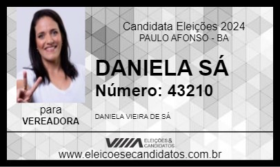 Candidato DANIELA SÁ 2024 - PAULO AFONSO - Eleições