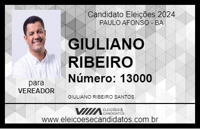 Candidato GIULIANO RIBEIRO 2024 - PAULO AFONSO - Eleições