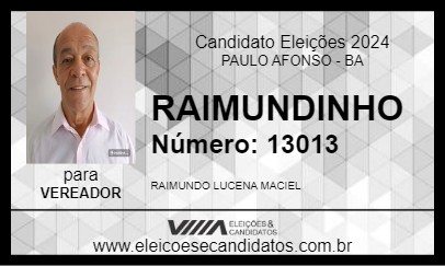 Candidato RAIMUNDINHO 2024 - PAULO AFONSO - Eleições