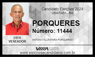 Candidato PORQUERES 2024 - UBAITABA - Eleições