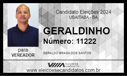 Candidato GERALDINHO 2024 - UBAITABA - Eleições