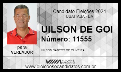 Candidato UILSON DE GOI 2024 - UBAITABA - Eleições