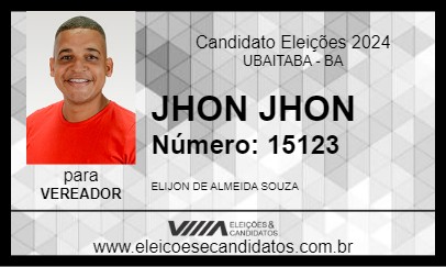 Candidato JHON JHON 2024 - UBAITABA - Eleições