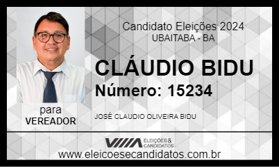 Candidato CLÁUDIO BIDU 2024 - UBAITABA - Eleições