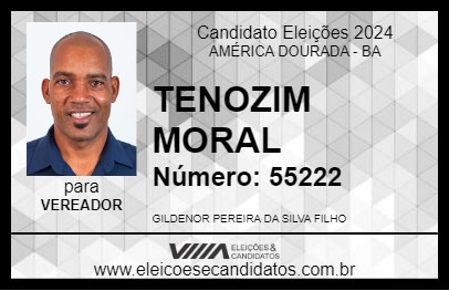 Candidato TENOZIM MORAL 2024 - AMÉRICA DOURADA - Eleições