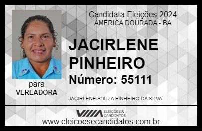 Candidato JACIRLENE PINHEIRO 2024 - AMÉRICA DOURADA - Eleições