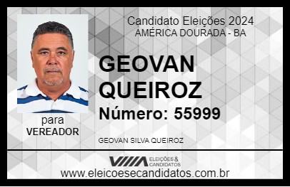 Candidato GEOVAN QUEIROZ 2024 - AMÉRICA DOURADA - Eleições