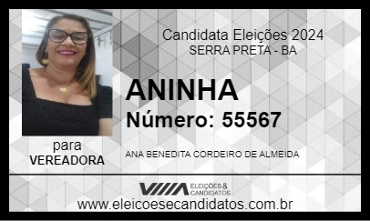 Candidato ANINHA 2024 - SERRA PRETA - Eleições