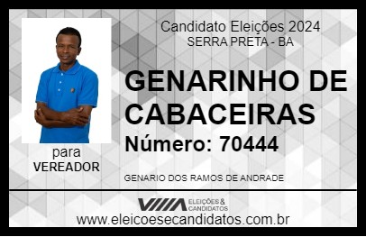 Candidato GENARINHO DE CABACEIRAS 2024 - SERRA PRETA - Eleições