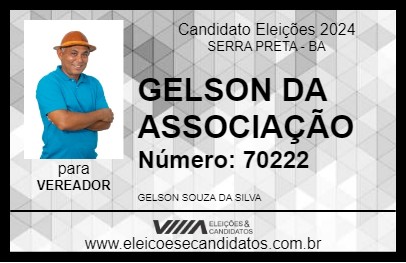 Candidato GELSON DA ASSOCIAÇÃO 2024 - SERRA PRETA - Eleições