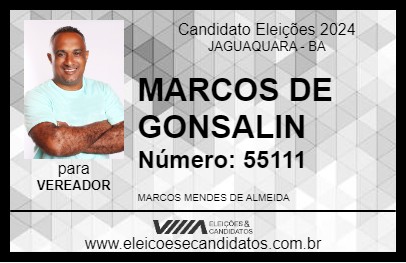 Candidato MARCOS DE GONSALIN 2024 - JAGUAQUARA - Eleições