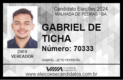 Candidato GABRIEL DE TICHA 2024 - MALHADA DE PEDRAS - Eleições