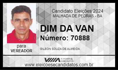 Candidato DIM DA VAN 2024 - MALHADA DE PEDRAS - Eleições