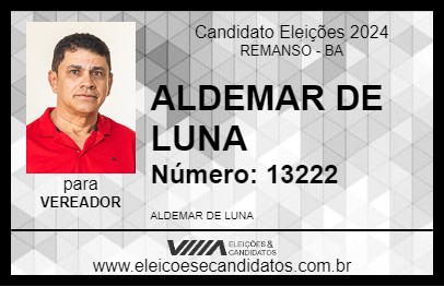 Candidato ALDEMAR DE LUNA 2024 - REMANSO - Eleições