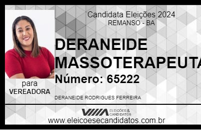 Candidato DERANEIDE MASSOTERAPEUTA 2024 - REMANSO - Eleições