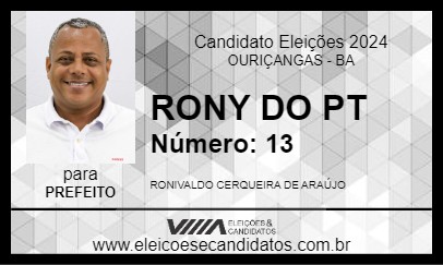 Candidato RONY DO PT 2024 - OURIÇANGAS - Eleições