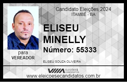 Candidato ELISEU MINELLY 2024 - ITAMBÉ - Eleições