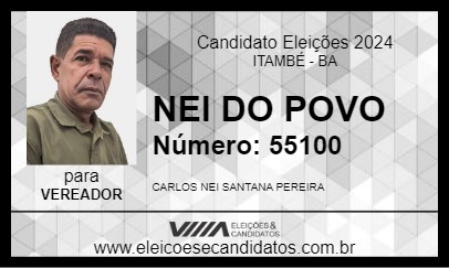 Candidato NEI DO POVO 2024 - ITAMBÉ - Eleições