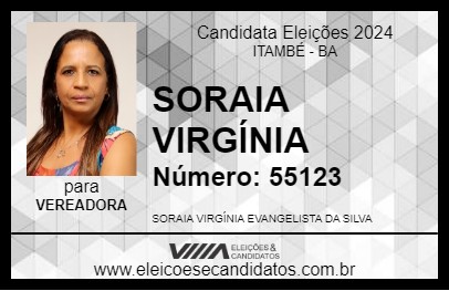 Candidato SORAIA VIRGÍNIA 2024 - ITAMBÉ - Eleições