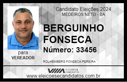 Candidato BERGUINHO FONSECA 2024 - MEDEIROS NETO - Eleições