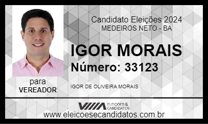 Candidato IGOR MORAIS 2024 - MEDEIROS NETO - Eleições