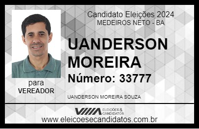 Candidato UANDERSON MOREIRA 2024 - MEDEIROS NETO - Eleições