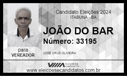 Candidato JOÃO DO BAR 2024 - ITABUNA - Eleições