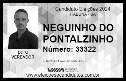 Candidato NEGUINHO DO PONTALZINHO 2024 - ITABUNA - Eleições