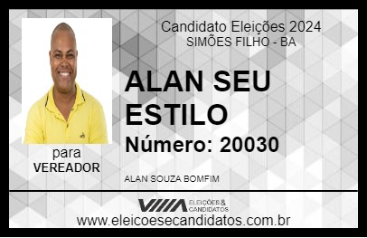 Candidato ALAN SEU ESTILO 2024 - SIMÕES FILHO - Eleições