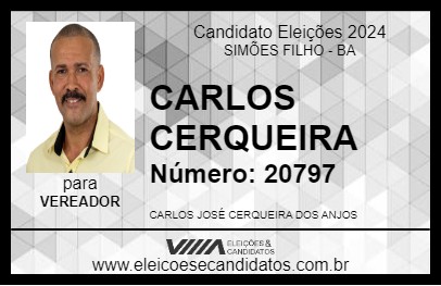 Candidato CARLOS CERQUEIRA 2024 - SIMÕES FILHO - Eleições