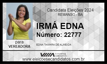 Candidato IRMÃ EDNA 2024 - REMANSO - Eleições