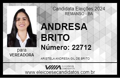 Candidato ANDRESA BRITO 2024 - REMANSO - Eleições