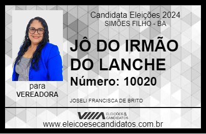 Candidato JÔ DO IRMÃO DO LANCHE 2024 - SIMÕES FILHO - Eleições