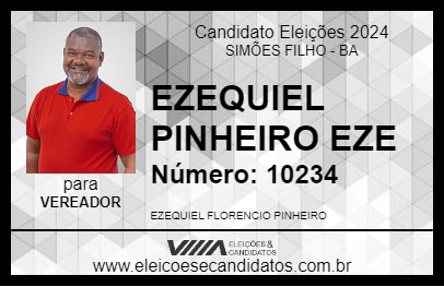 Candidato EZEQUIEL PINHEIRO EZE 2024 - SIMÕES FILHO - Eleições