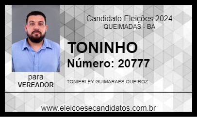 Candidato TONINHO 2024 - QUEIMADAS - Eleições