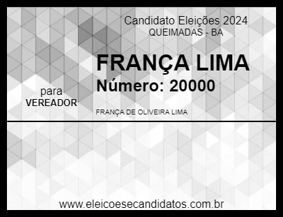 Candidato FRANÇA LIMA 2024 - QUEIMADAS - Eleições