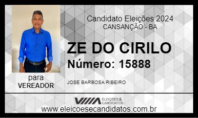 Candidato ZE DO CIRILO 2024 - CANSANÇÃO - Eleições