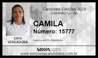 Candidato CAMILA 2024 - CANSANÇÃO - Eleições