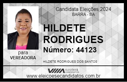 Candidato HILDETE RODRIGUES 2024 - BARRA - Eleições