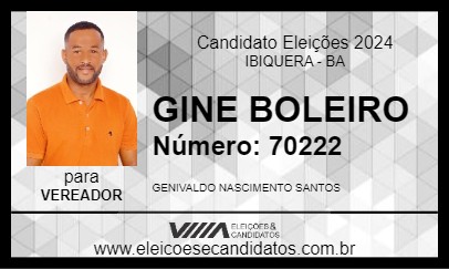 Candidato GINE BOLEIRO 2024 - IBIQUERA - Eleições