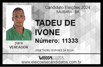 Candidato TADEU DE IVONE 2024 - SAUBARA - Eleições