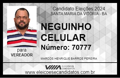 Candidato NEGUINHO CELULAR 2024 - SANTA MARIA DA VITÓRIA - Eleições