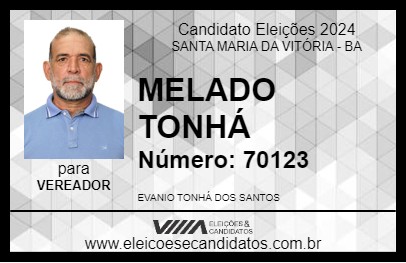 Candidato MELADO TONHÁ 2024 - SANTA MARIA DA VITÓRIA - Eleições